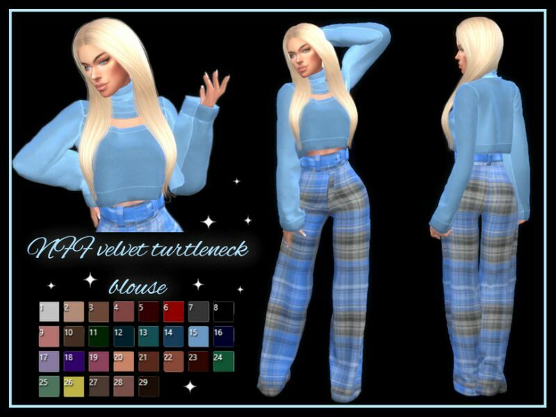 NFF Velvet Turtleneck Blouse By Nadiafabulousflow Sims 4 CC