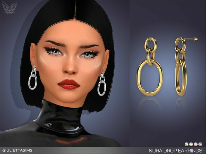 Nora Drop Earrings By Feyona Sims 4 CC