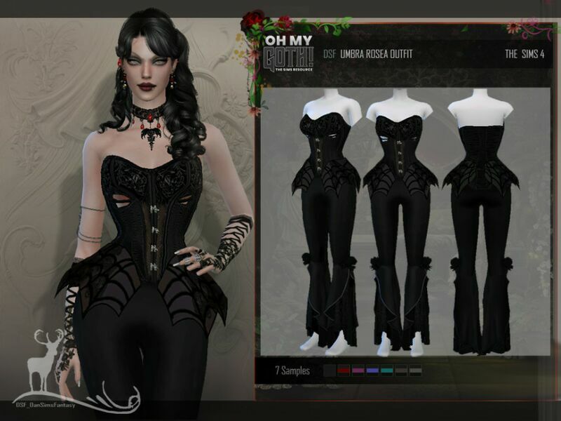 OH MY Goth _Umbra Rosea Outfit By Dansimsfantasy Sims 4 CC