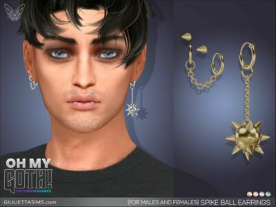 OH MY Goth – Spike Ball Earrings For MEN And Women By Feyona Sims 4 CC