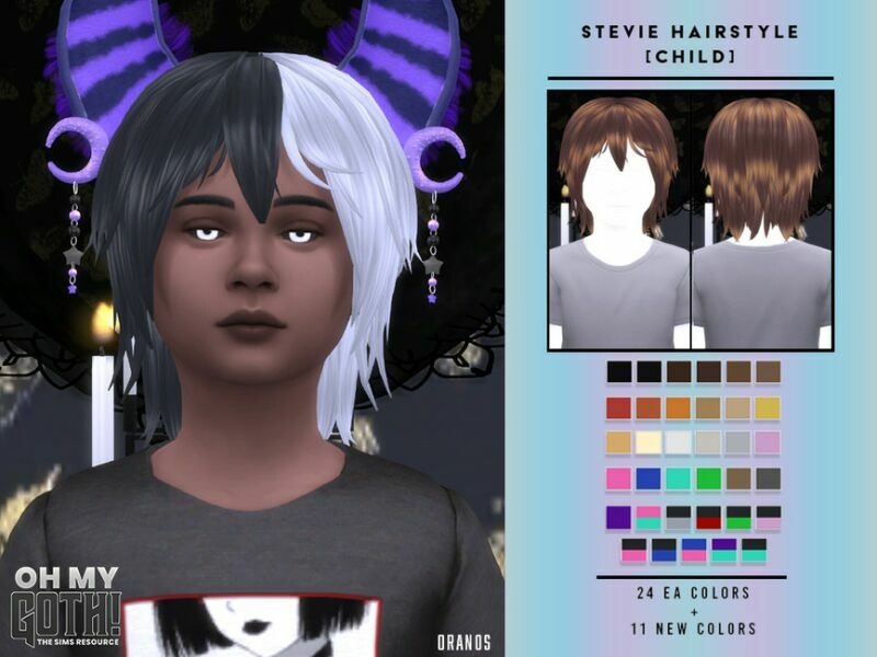 OH MY Goth! – Stevie Hairstyle (Child) By Oranostr Sims 4 CC