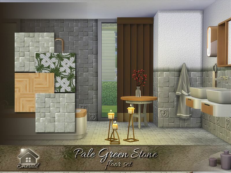 Pale Green Stone-Flrs By Emerald Sims 4 CC