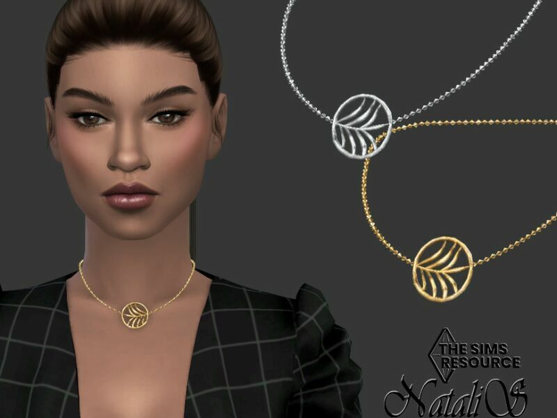 Palm Leaf Short Necklace By Natalis Sims 4 CC