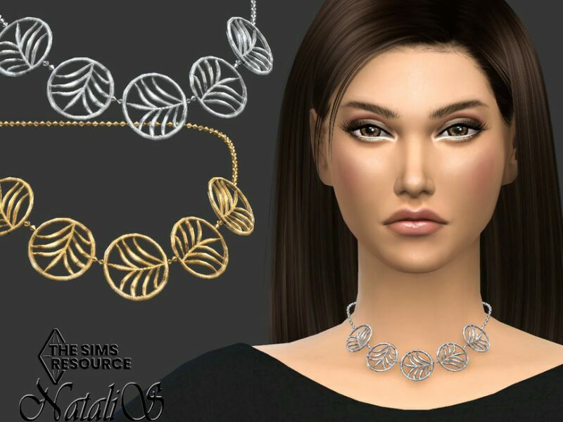 Palm Leaf Short Necklace VER-2 By Natalis Sims 4 CC