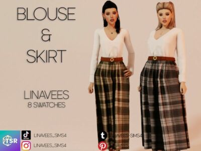 Parker – Blouse & Skirt By Linavees Sims 4 CC