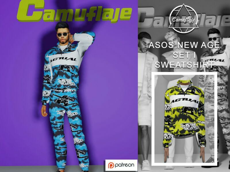 [Patreon] Asos NEW AGE Collection – SET I (Sweatshirt & TOP) By Camuflaje Sims 4 CC