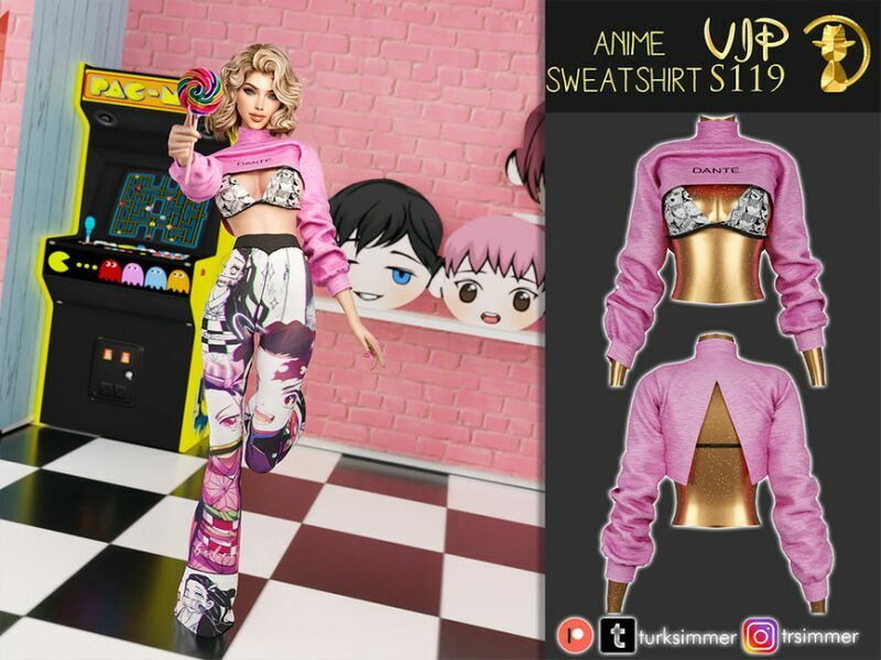 [Patreon] (Early Access) Anime Sweatshirt S119 By Turksimmer Sims 4 CC