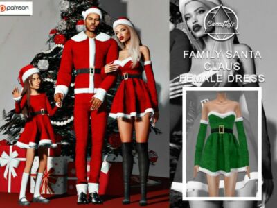 [Patreon] Family Santa Claus – Female Dress By Camuflaje Sims 4 CC