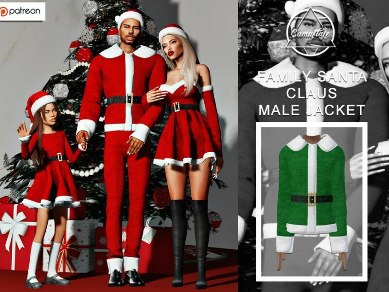 [Patreon] Family Santa Claus – Male Jacket By Camuflaje Sims 4 CC