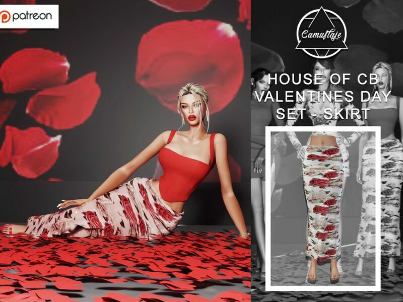 [Patreon] House Of CB – Valentines DAY – Skirt By Camuflaje Sims 4 CC