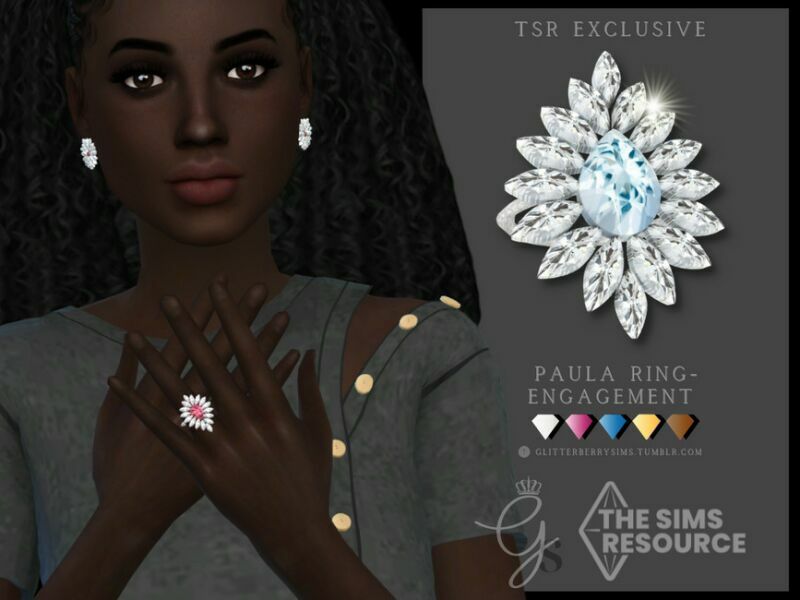 Paula Ring- Engagement Ring By Glitterberryfly Sims 4 CC