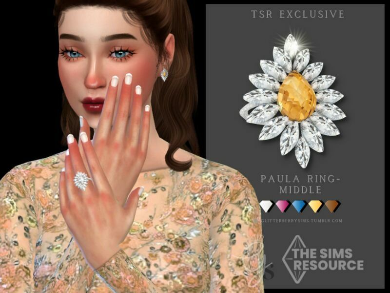 Paula Ring- Middle By Glitterberryfly Sims 4 CC