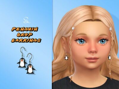 Penguin Drop Earrings For Kids By Simlasya Sims 4 CC