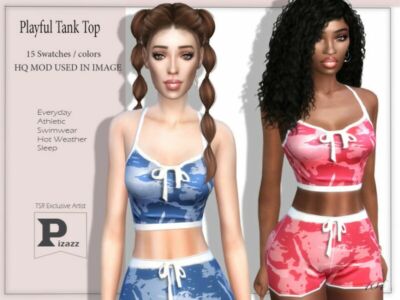 Playful Tank TOP By Pizazz Sims 4 CC