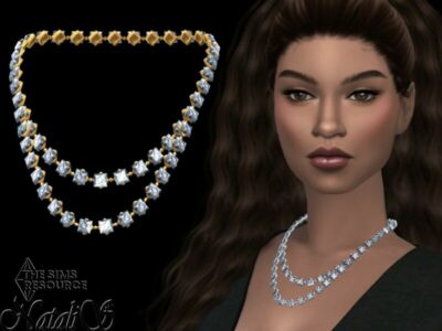 Princess CUT Crystal Double Necklace By Natalis Sims 4 CC