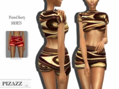 Printed Shorty Shorts By Pizazz Sims 4 CC