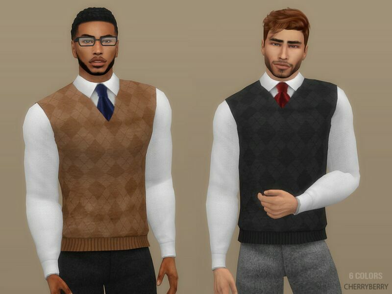 Professor Shirt With A Vest By Cherryberrysim Sims 4 CC