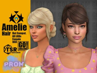 (Prom) Amelie Hair By Goamazons Sims 4 CC