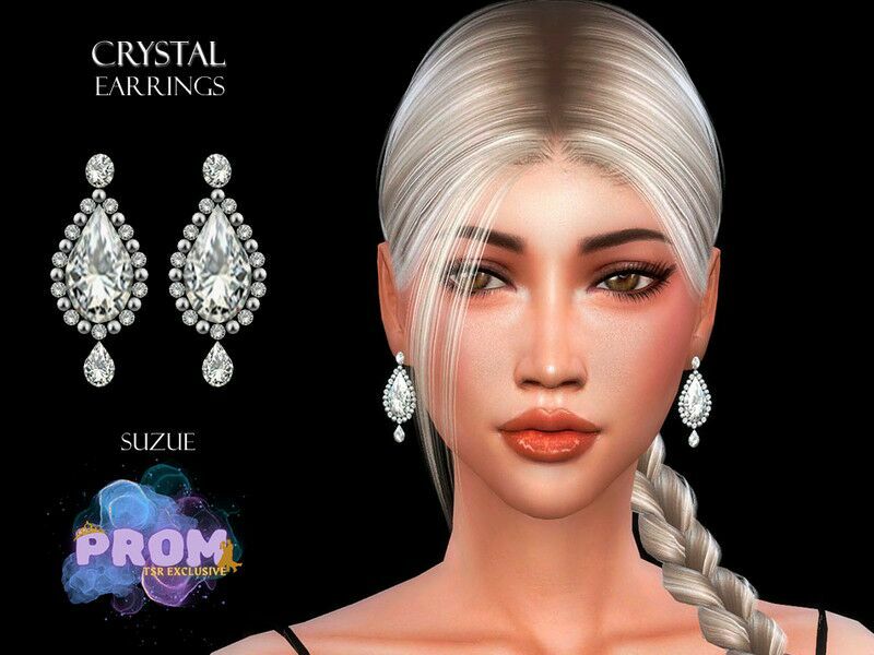 Prom Crystal Earrings By Suzue Sims 4 CC