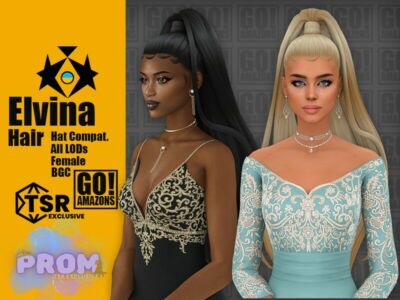 (Prom) Elvina Hair By Goamazons Sims 4 CC