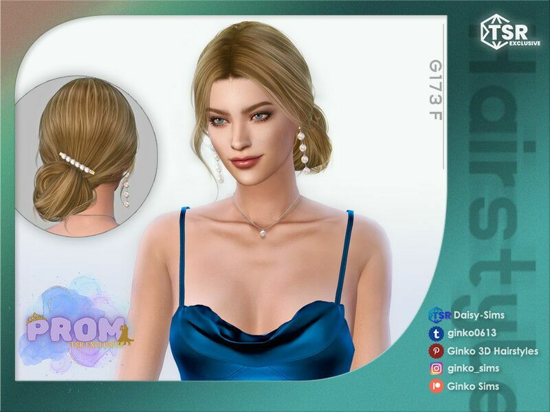 Prom – LOW BUN Updo Hairstyle – G173 By Daisy-Sims Sims 4 CC