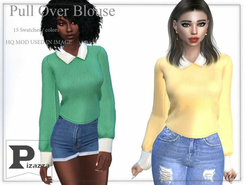 Pull Over Blouse By Pizazz Sims 4 CC