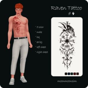 Raven Tattoo 4 By Moonmoonsim Sims 4 CC