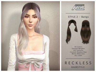 ‘Reckless – Style 2 With Bangs (Hairstyle) / Female’ Sims 4 CC