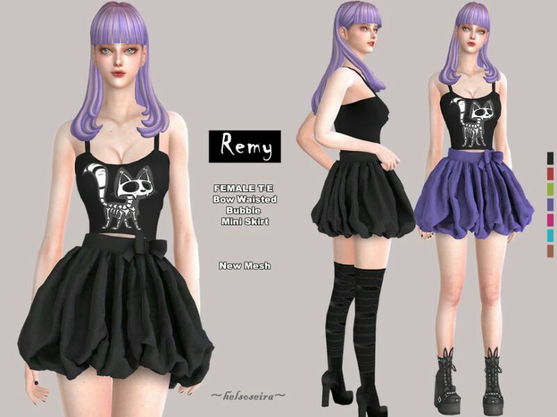 Remy – Bubble Mini Skirt By Helsoseira Sims 4 CC