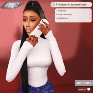 Rhinestone Scream Nails Sims 4 CC