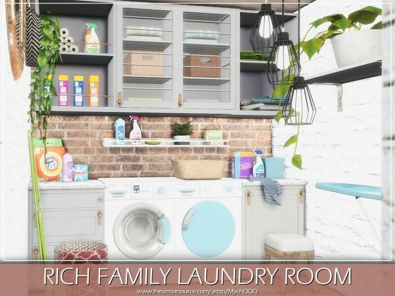 sims 4 cc rich family laundry room by mychqqq 2