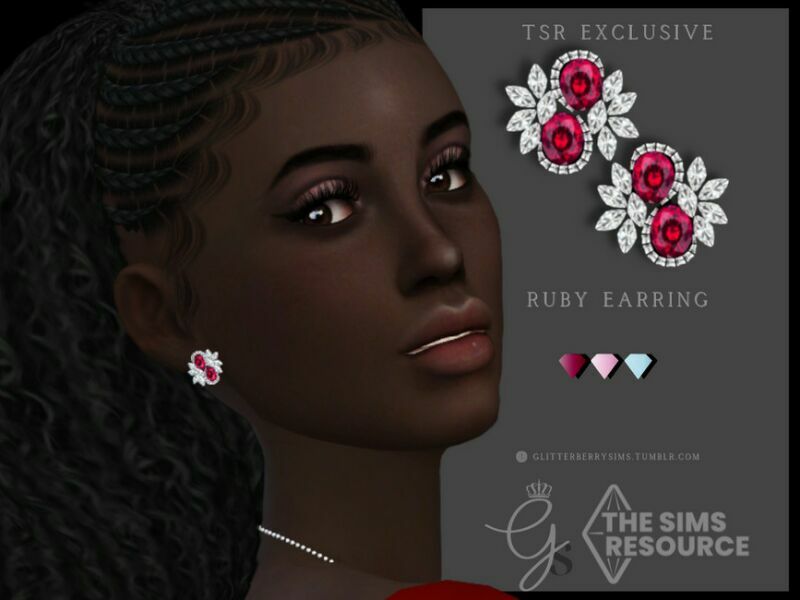 Ruby Earrings By Glitterberryfly Sims 4 CC