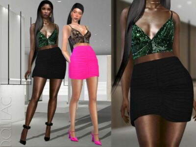 Ruched Mini Skirt [SET] DO311 Sims 4 CC