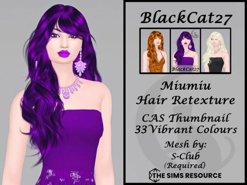 S-Club Miumiu Hair Retexture (Mesh Needed) By Blackcat27 Sims 4 CC