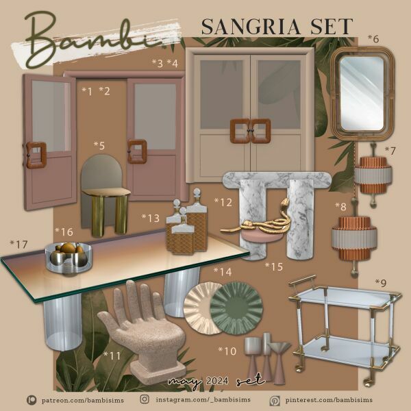 Sangria SET By Bambisims Sims 4 CC