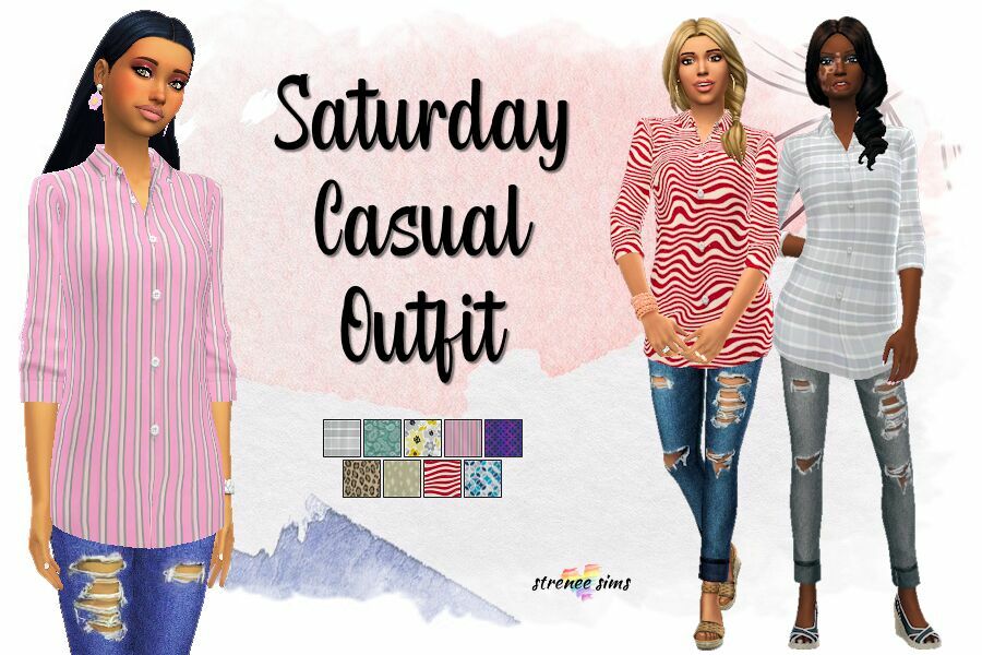 Saturday Casual Outfit Sims 4 CC