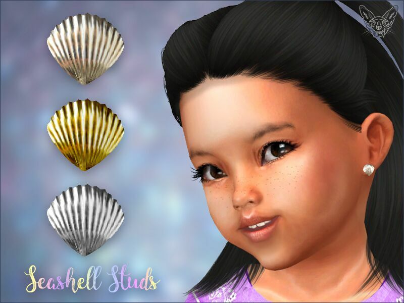 Seashell Stud Earrings For Toddlers By Giulietta Sims 4 CC