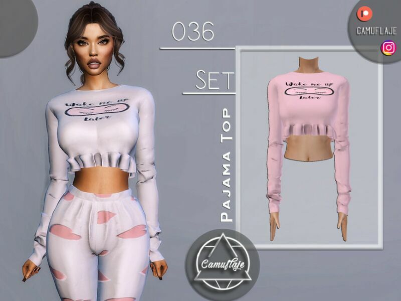 SET 036 – Pajama TOP By Camuflaje Sims 4 CC