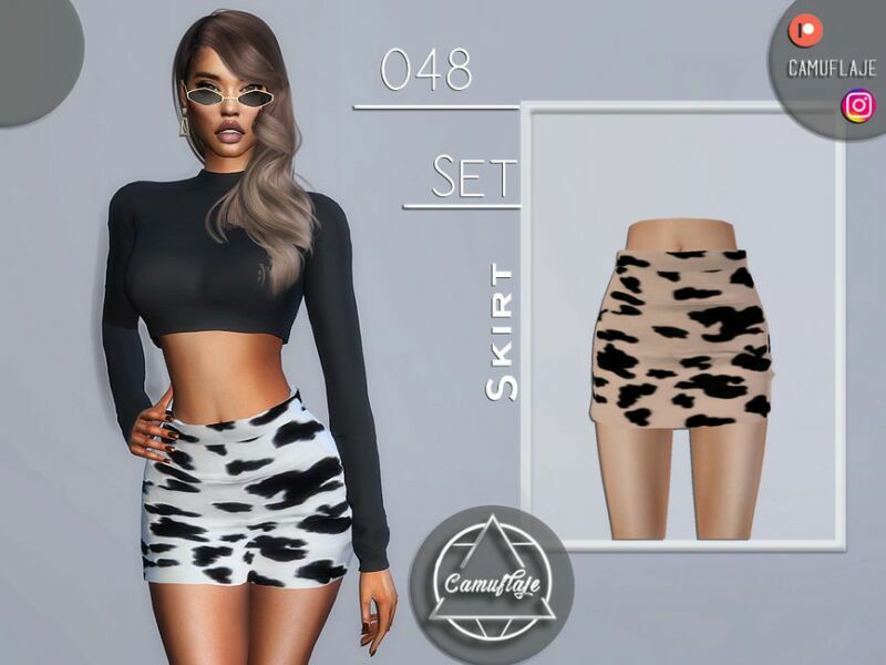 SET 048 – COW Print Skirt By Camuflaje Sims 4 CC