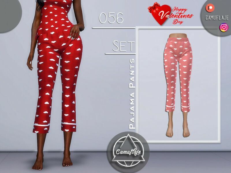 SET 056 – Pajama Pants (Valentines DAY) By Camuflaje Sims 4 CC