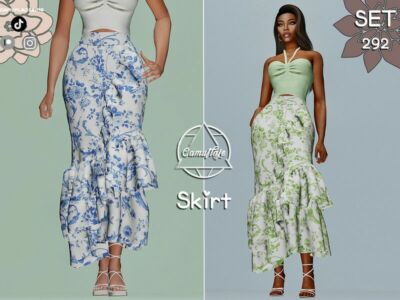 SET 292 – Floral Long Skirt / Everyday Sims 4 CC