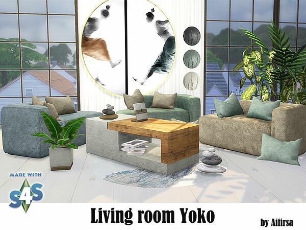 SET Of Furniture And Decor For The Living Room “Yoko” By Aifirsa Sims 4 CC