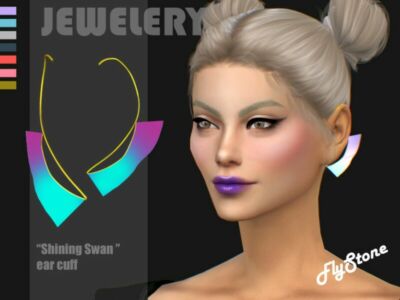 Shining Swan EAR Cuff By Flystone Sims 4 CC