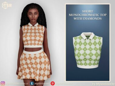 / Short Monochromatic TOP With Diamonds Sims 4 CC