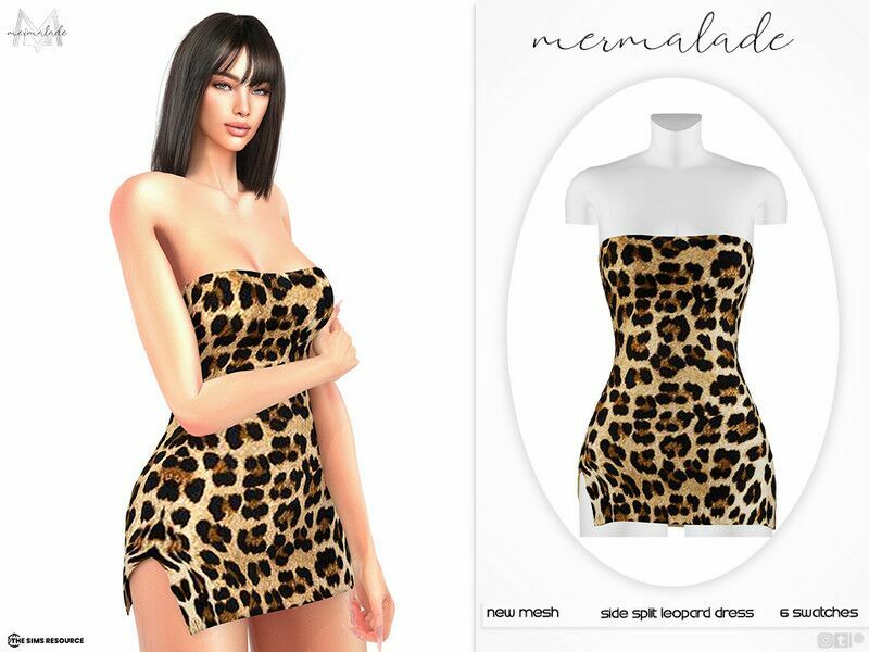 Side Split Leopard Dress MC569 By Mermaladesimtr Sims 4 CC