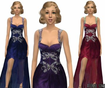 Simchic Beaded Purple Dress Conversion By Atomic-Sims Sims 4 CC