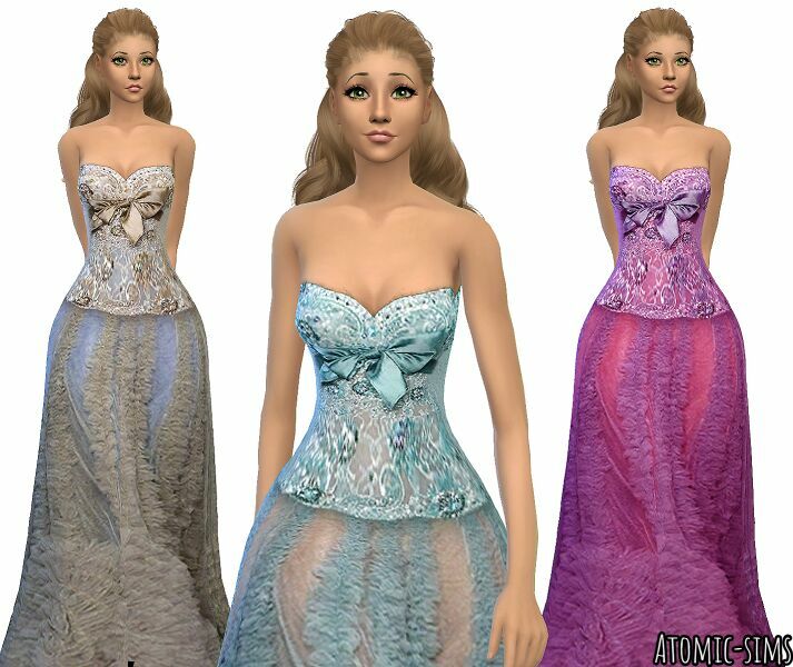 Simchic Blue Wide TAN Gown Conversion By Atomic-Sims Sims 4 CC