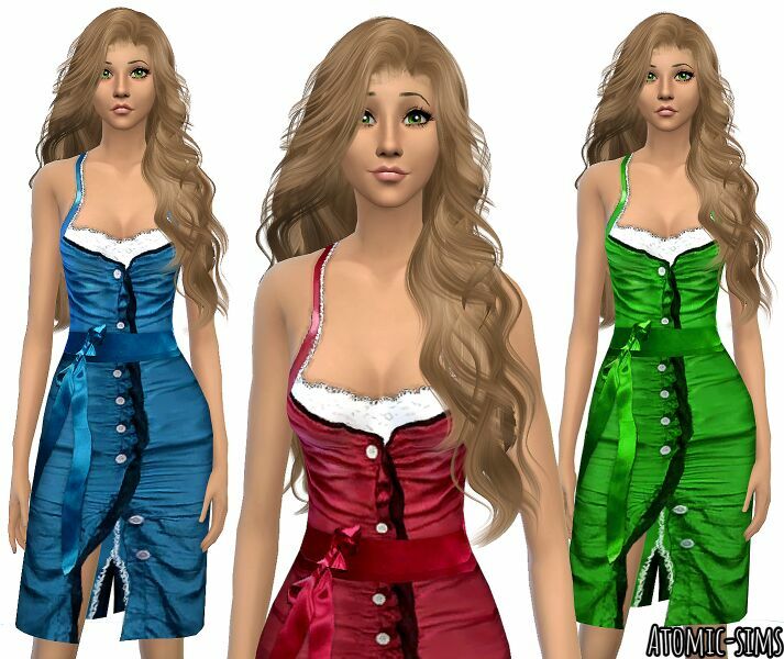 Simchic Dolce & Gabbana Button Silk Dress Conversion By Atomic-Sims Sims 4 CC