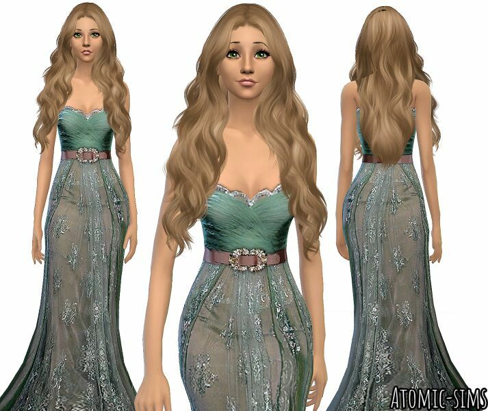 Simchic Green Lace Gown Conversion By Atomic-Sims Sims 4 CC