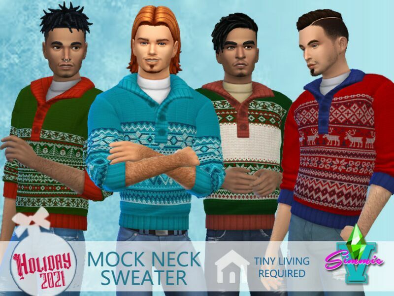 Simmiev Holiday21 Mock Neck Sweater By Simmiev Sims 4 CC